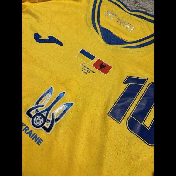UKRAINE NATIONS LEAGUE 2024 VS ALBANIA MATCH WORN & SIGNED JERSEY SHAPARENKO #10 - Picture 5 of 9